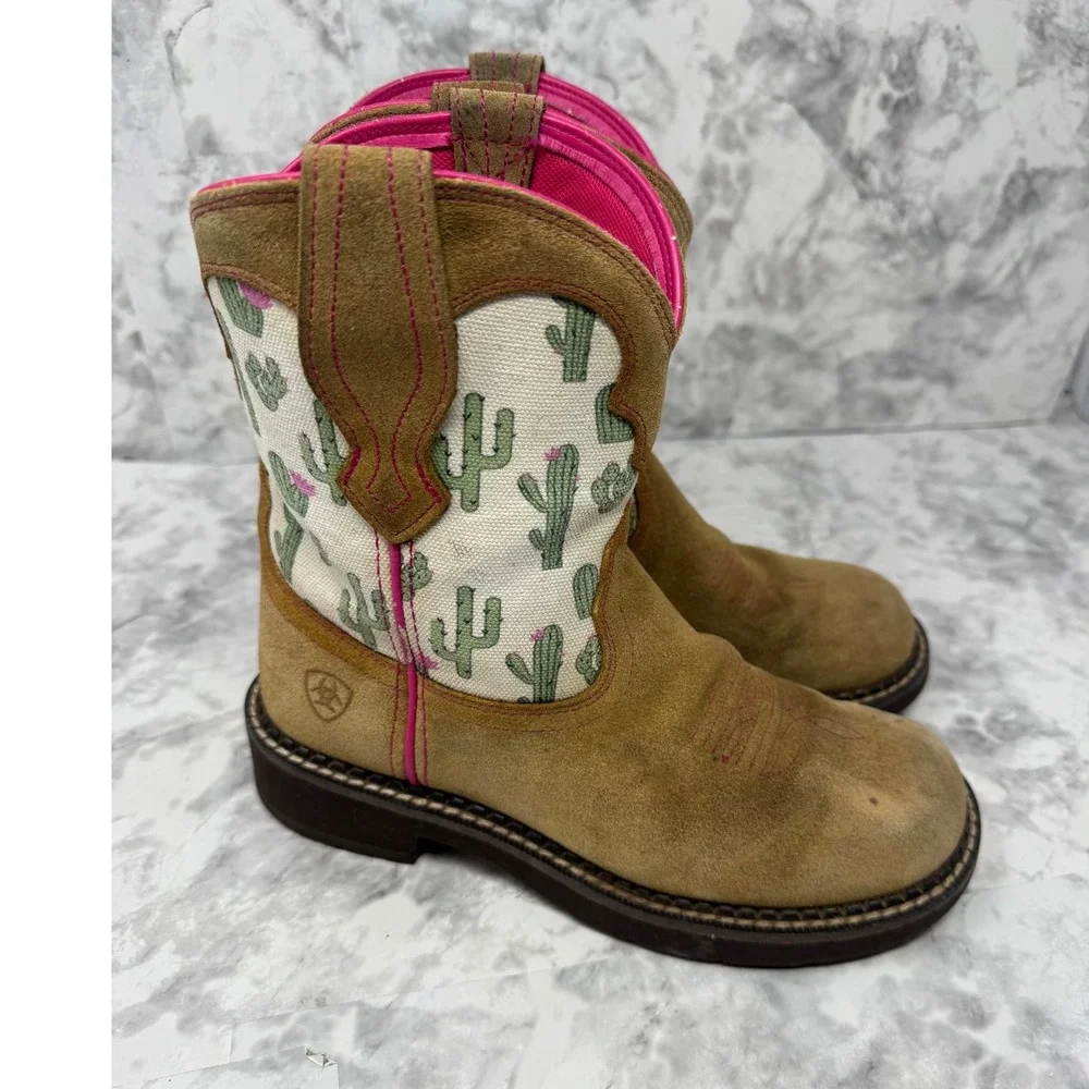 Ariat Fatbaby Heritage Dapper Cactus Tan Suede Western Boots boho festival  6B‎